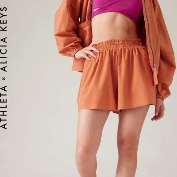 Orange athleta alicia keys  Shorts with Relaxed Fit and Lightweight Fabric - Picture 1 of 5